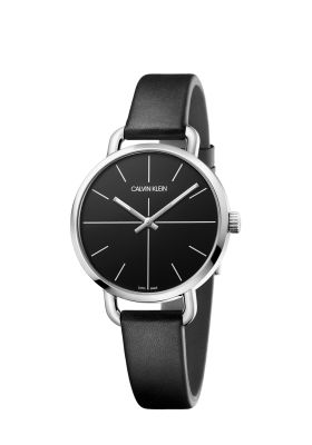 Calvin Klein Women's K7B231CZ Even Black Dial 36mm Leather Watch