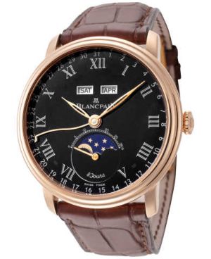 Blancpain Men's 6639-3637-55B Villeret Complete Calendar Automatic Black Dial Watch