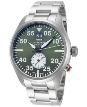 Glycine Men's GL0450 Airpilot Dual Time Quartz Green Dial Watch