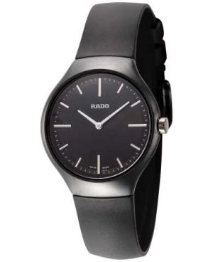 Rado Women's R27742156 True Thinline 30mm Black Dial Rubber Watch